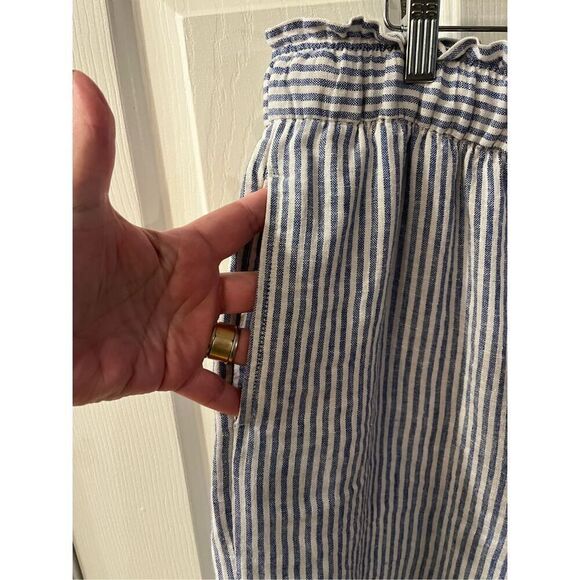 Lane Bryant White & Blue Stripe Linen Blend Elastic Waist Beach Pants sz 16 S NW - Picture 3 of 8